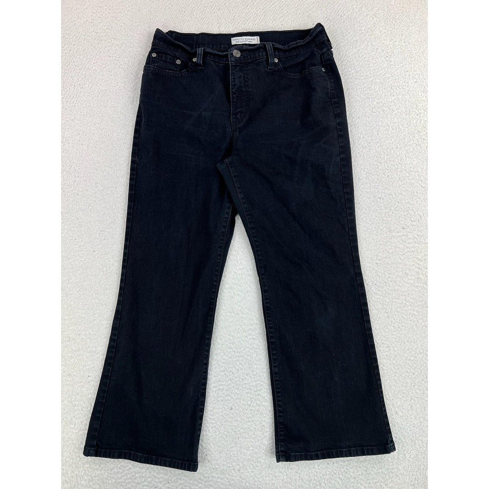 Levis 512 Perfectly Slimming Bootcut Jeans Womens 14P Black Dark Wash Stretch